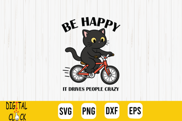 Black Cat Riding Bike Graphics for T-Shirt Designs