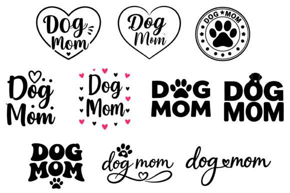 Dog Mom Quote Silhouette Svg Bundle Graphics